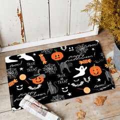 Halloween Pumpkin & Bat Print Kitchen Rug Carpet Toilet Rugs