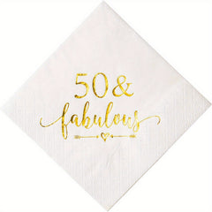 50 & Fabulous Napkins for Women's 50th Birthday Party - 20pcs 2 Ply