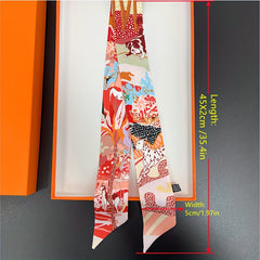 Jungle & Dog Pattern Neckerchief Long Hair Ribbon Skinny Scarf