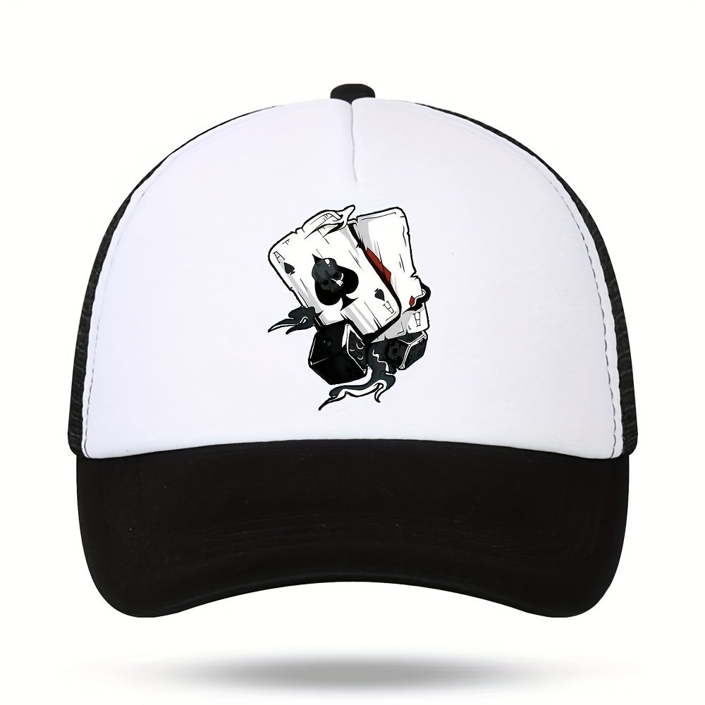Poker Print Sunshade Baseball Cap Mesh Hat