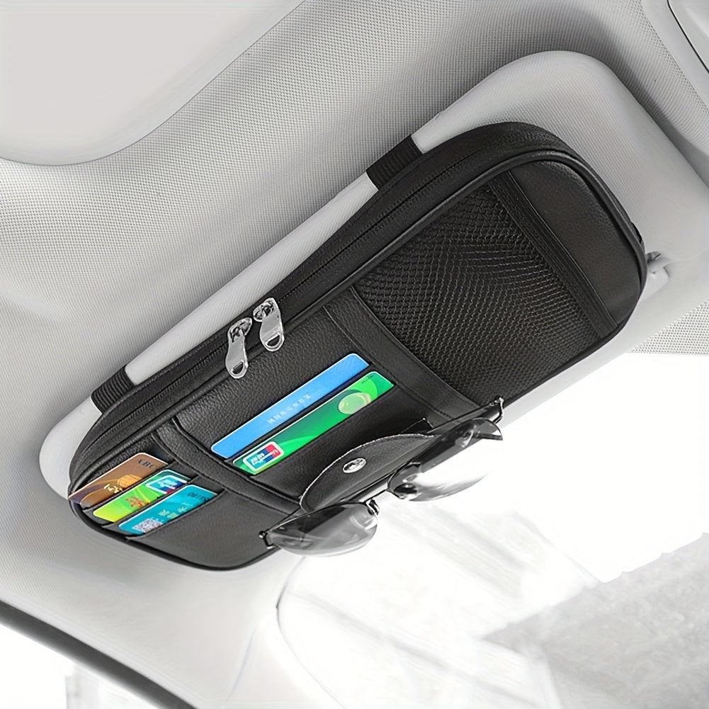 Car Sun Visor Organizer with Pocket Net Zippers