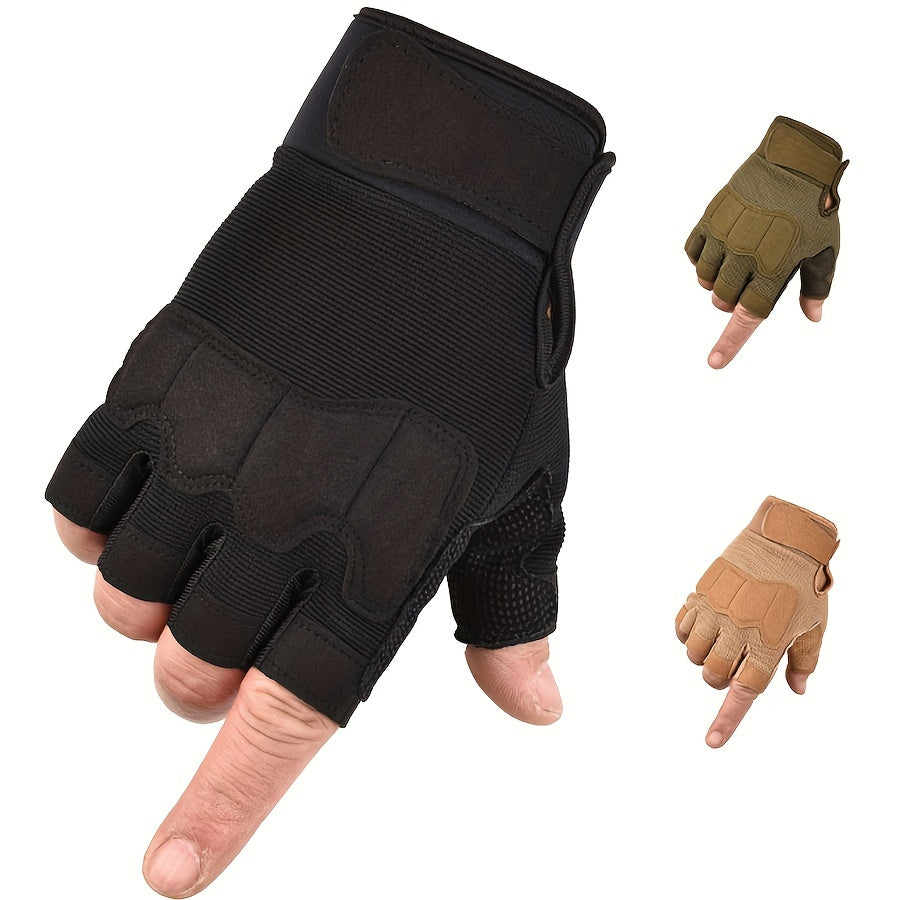 Fingerless Knuckle Tactical Gloves for Motorcycle Shooting Climbing