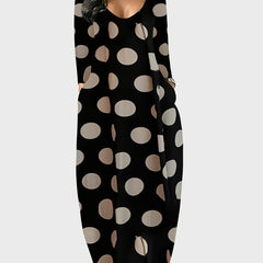 Dot Print Maxi Dress with Pockets