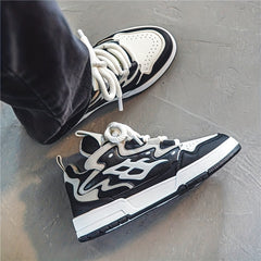 Men's B Letter Chunky Sneakers Lace Up Skate Shoes
