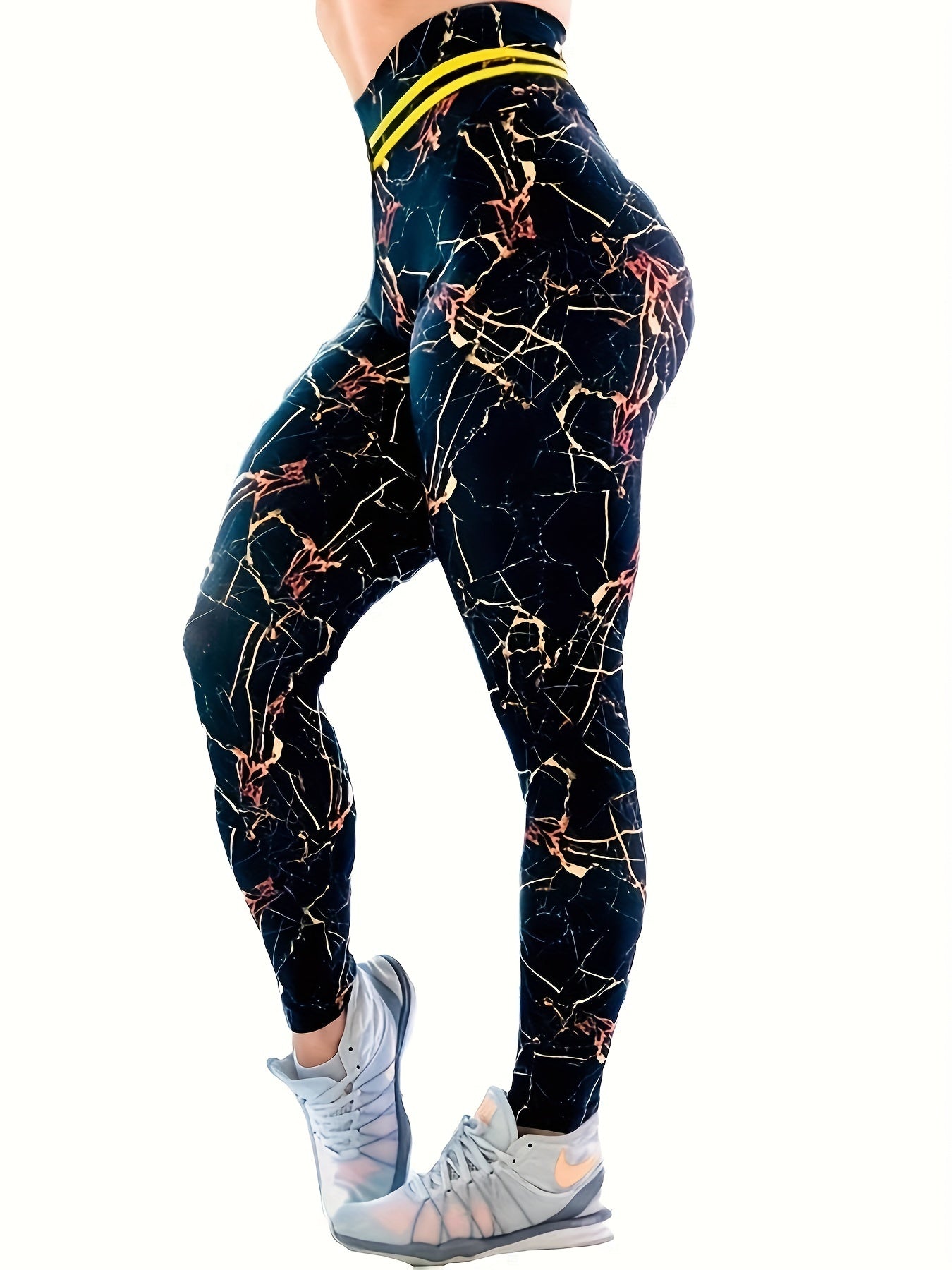 Marble Print Yoga Leggings High Waist Fitness Tight Pants