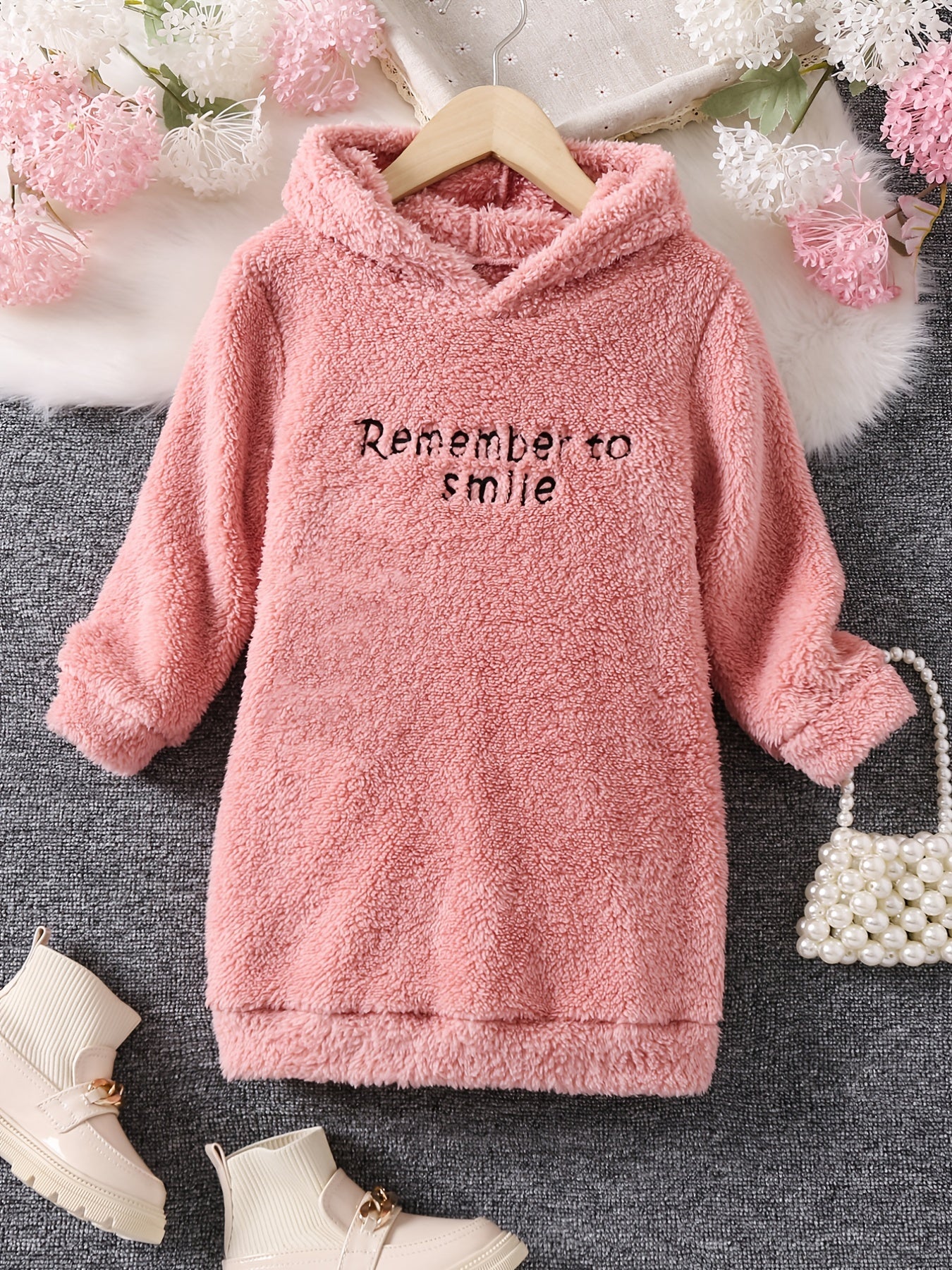 Girls Reversible Fleece Hooded Dress for Fall
