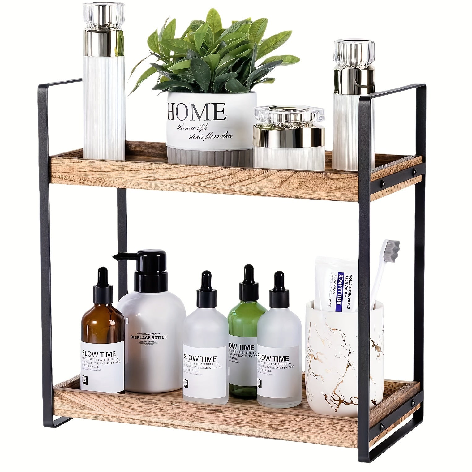 3 Tier Wooden Storage Rack Bathroom Kitchen Toiletries Flower Seasoning Shelf