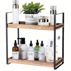 3 Tier Wooden Storage Rack Bathroom Kitchen Toiletries Flower Seasoning Shelf