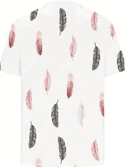 Women's Plus Feather Print Button Up Top