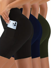 Solid Slim Biker Shorts 3 Pack Casual Workout Summer Leggings Women's Clothing