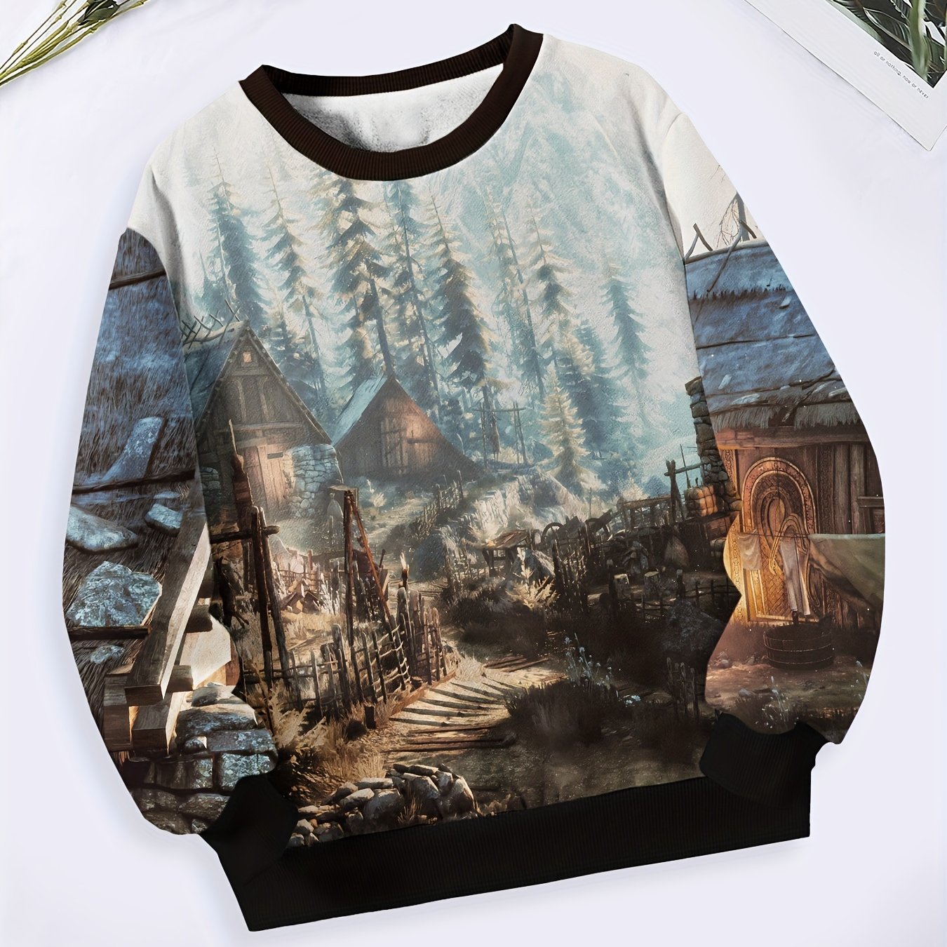 Snowy Town Crew Neck Sweatshirt for Boys Girls