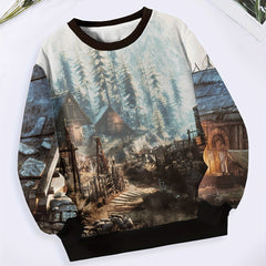 Snowy Town Crew Neck Sweatshirt for Boys Girls