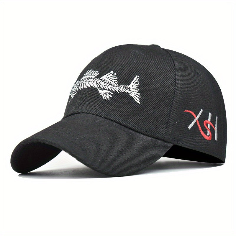 Fish Embroidery Peaked Cap Outdoor Fishing Baseball Cap For Men And Women