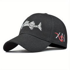 Fish Embroidery Peaked Cap Outdoor Fishing Baseball Cap For Men And Women