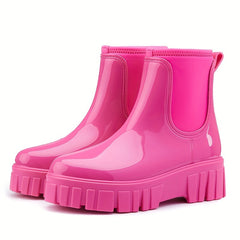Women's Mid Calf Rain Boots Elastic Mouth Non-slip Waterproof Short B