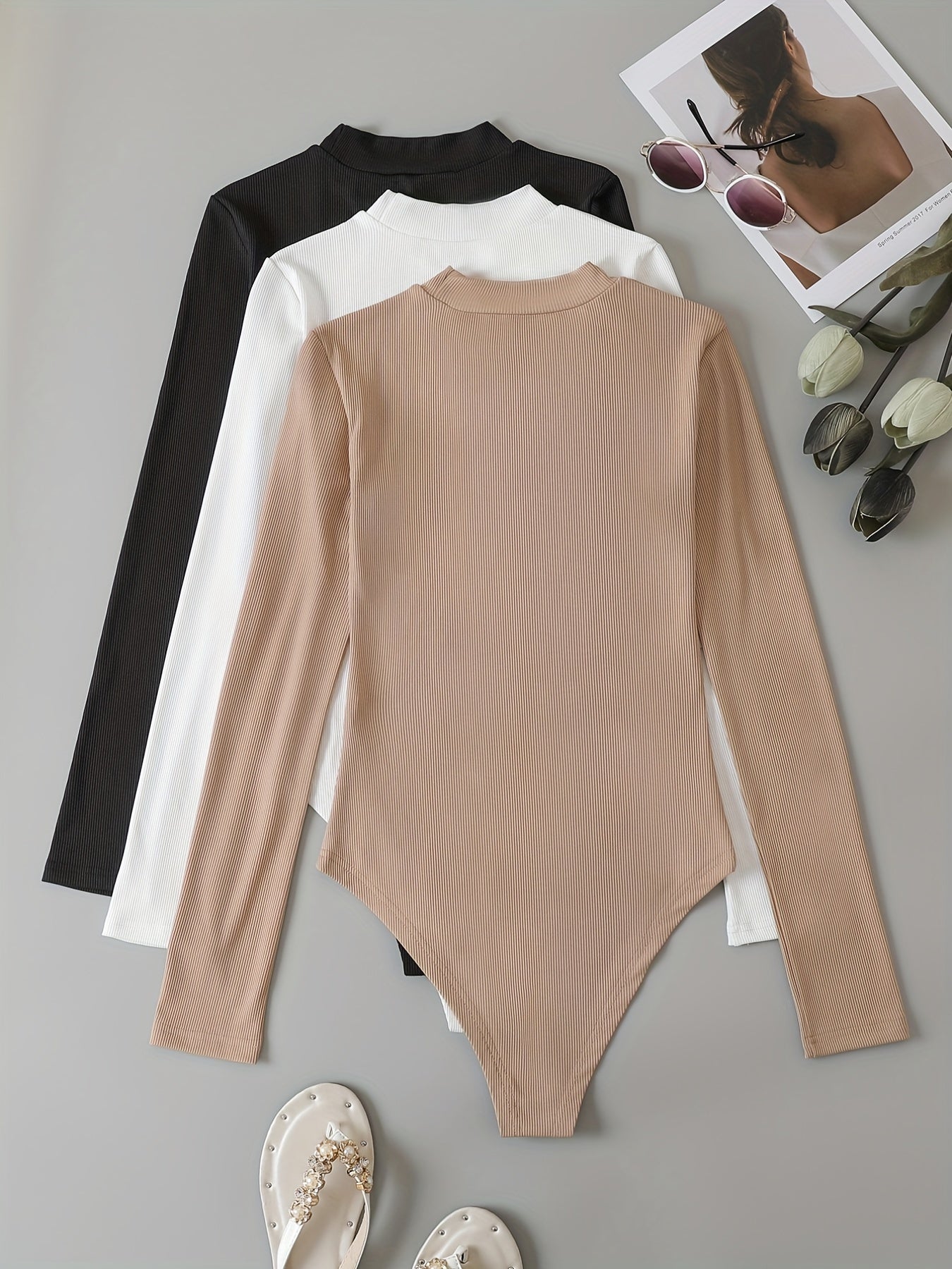 3 Pack Casual Crew Neck Bodysuits