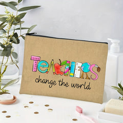 Teacher Change The World Cosmetic Bag