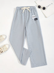 Kid Girls' Letter Tag Flare Leg Trousers for Sports Leisure
