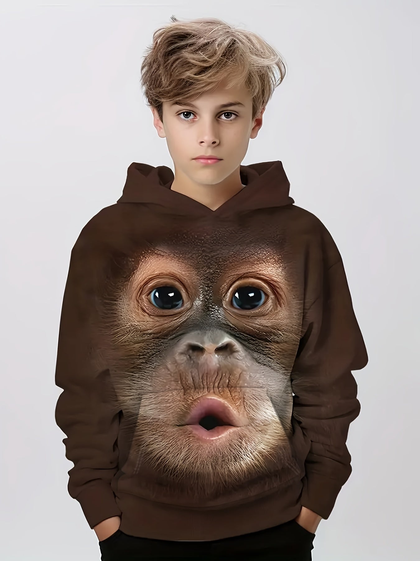 Funny Chimpanzee Boys Hooded Sweatshirt