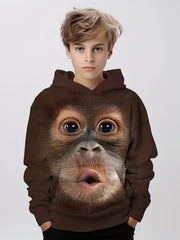 Funny Chimpanzee Boys Hooded Sweatshirt
