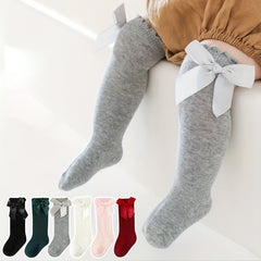 Baby Girls Big Bow Princess Knee Socks Lace Stockings