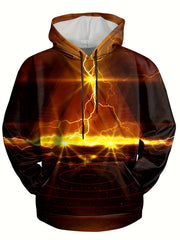 Lightning Print Hoodies For Men - Comfy Loose Hooded Pullover