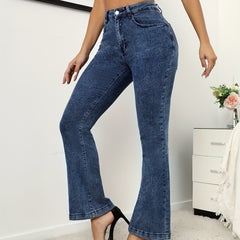 Dark Flared Jeans Wide Legs Bell Bottom High Waist Denim Pants