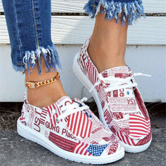 Women's Flag & Letter Canvas Shoes Slip On Casual Sneakers