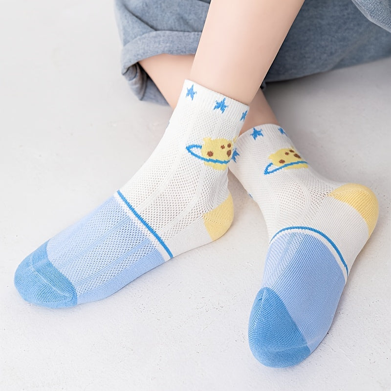 5 Pairs Boys Kids Thin Mesh Breathable Deodorant Socks