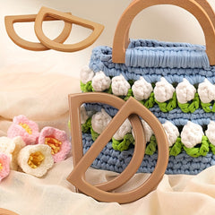 2pcs Wooden D-shaped Handles Suitcases DIY Cosmetic Bag Portable Semi Circle