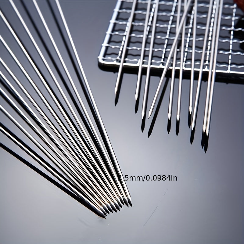 50pcs Stainless Steel BBQ Skewers High Temp Resistant Easy to Clean
