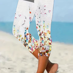 Graphic Print Skinny Capris Leggings Casual Stretchy Cropped Leggings