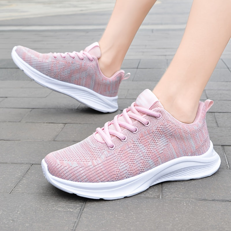 Casual Lace Up Sports Shoes Breathable Mesh Non slip Running Flat Shoes