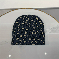 Leopard Jacquard Ear Protection Sport Knit Beanie Hat