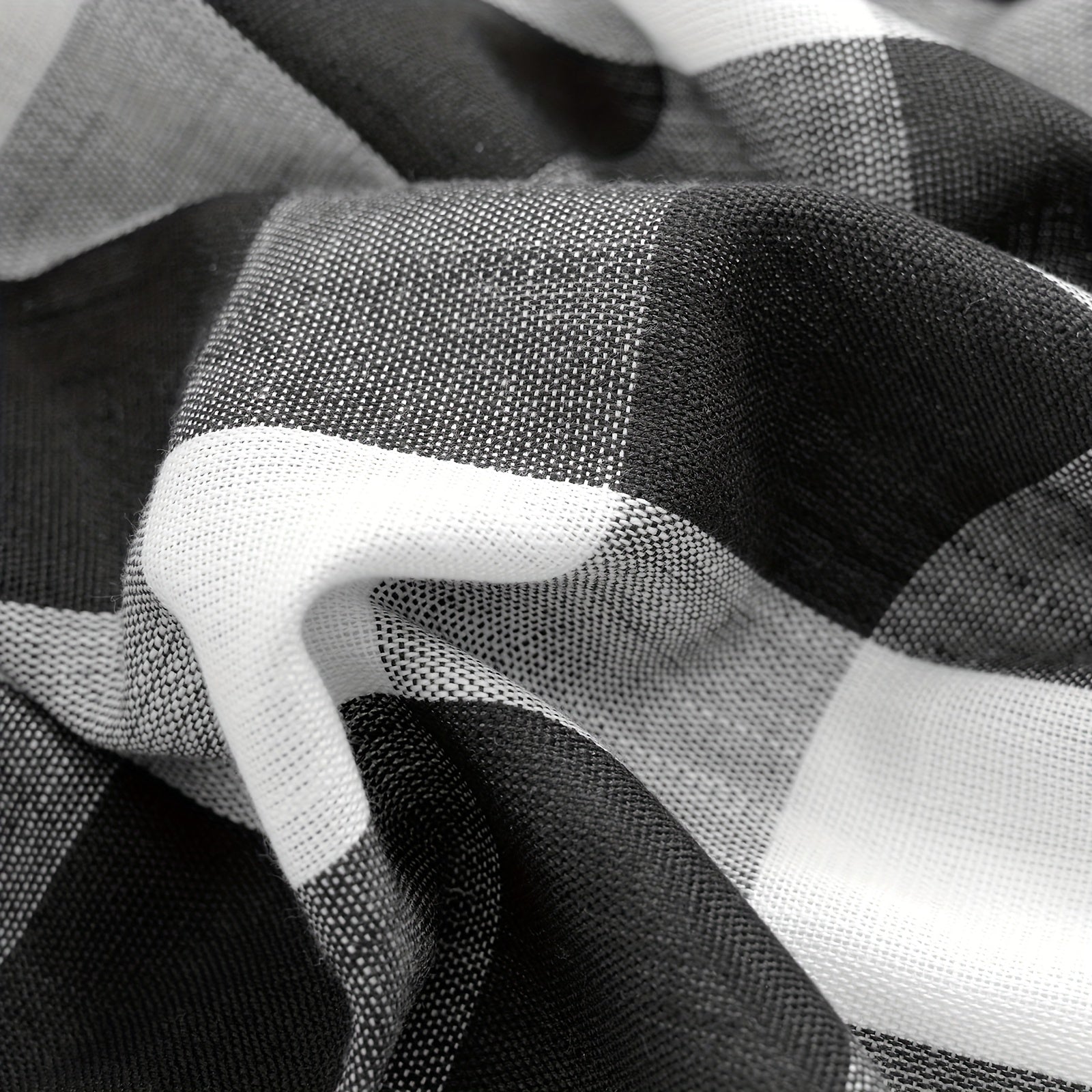 Plaid Pattern Tiers Cafe Curtains Semi shading Semi transparent Window
