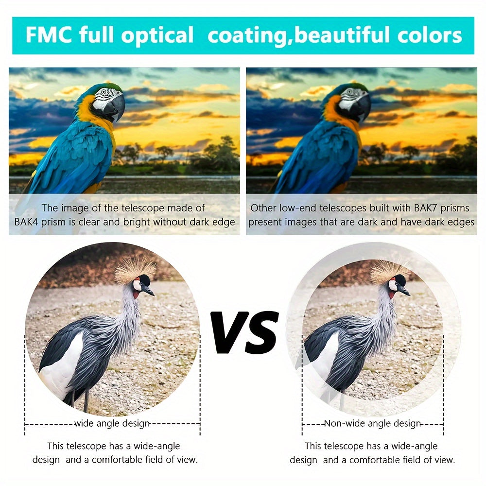 20x50 HD Portable Binoculars BAK4 Prism Waterproof Bird Watching Travel Concerts