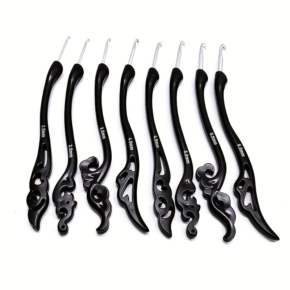 8pcs Crochet Hooks Soft Handle Aluminum Knitting Tool Sweater Needle Retro Fancy