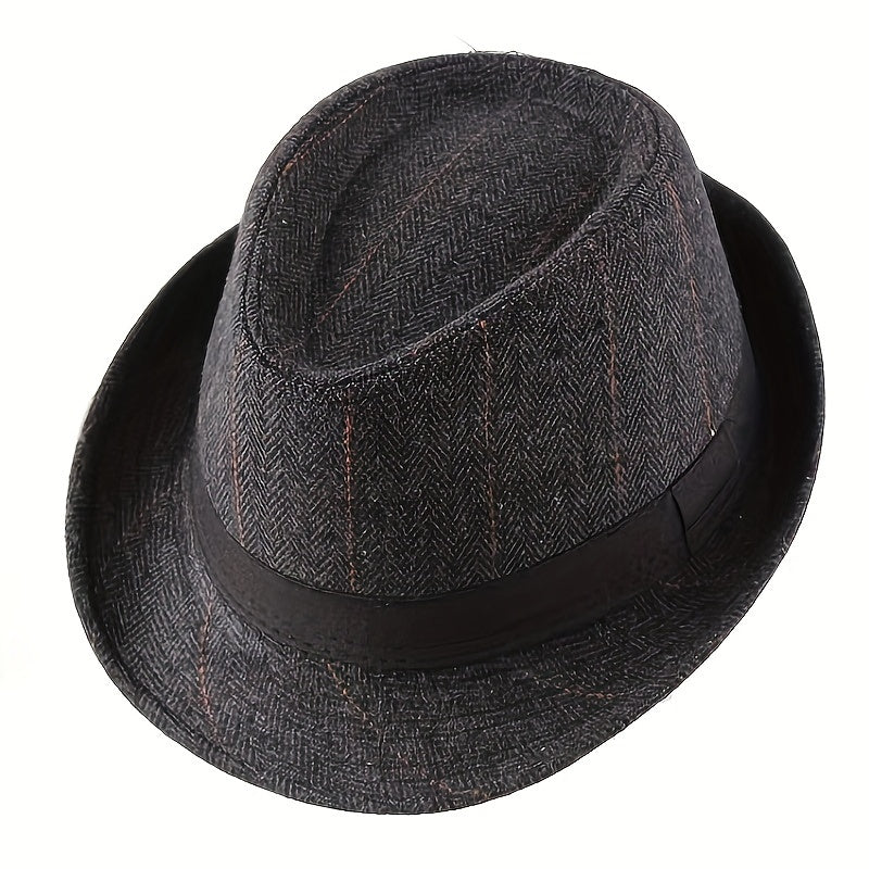 Plaid Top Hat Flannel Jazz Hat Autumn Winter Casual Hat For Men
