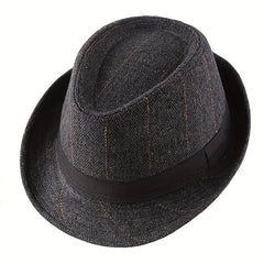 Plaid Top Hat Flannel Jazz Hat Autumn Winter Casual Hat For Men