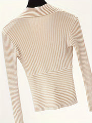Surplice Neck Pullover Sweater Long Sleeve Slim