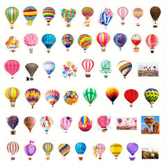 50pcs Rainbow Hot Air Balloon Stickers for Laptop Helmet Desktop