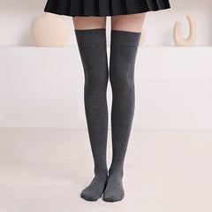 Women's Solid Thigh High Socks Over The Knee Stockings