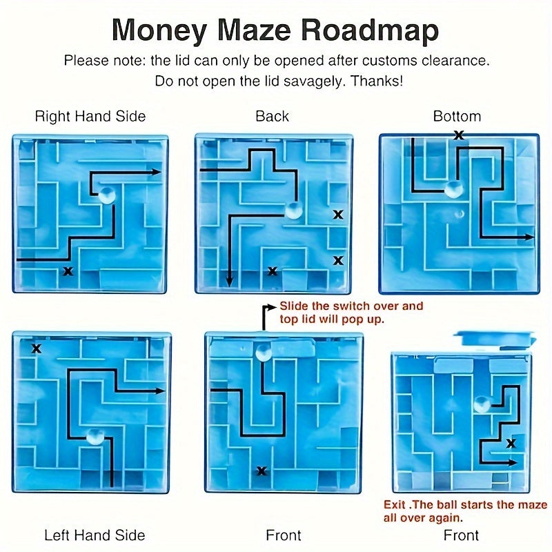 3D Maze Piggy Bank Coin Bank Money Saving Jar Gift