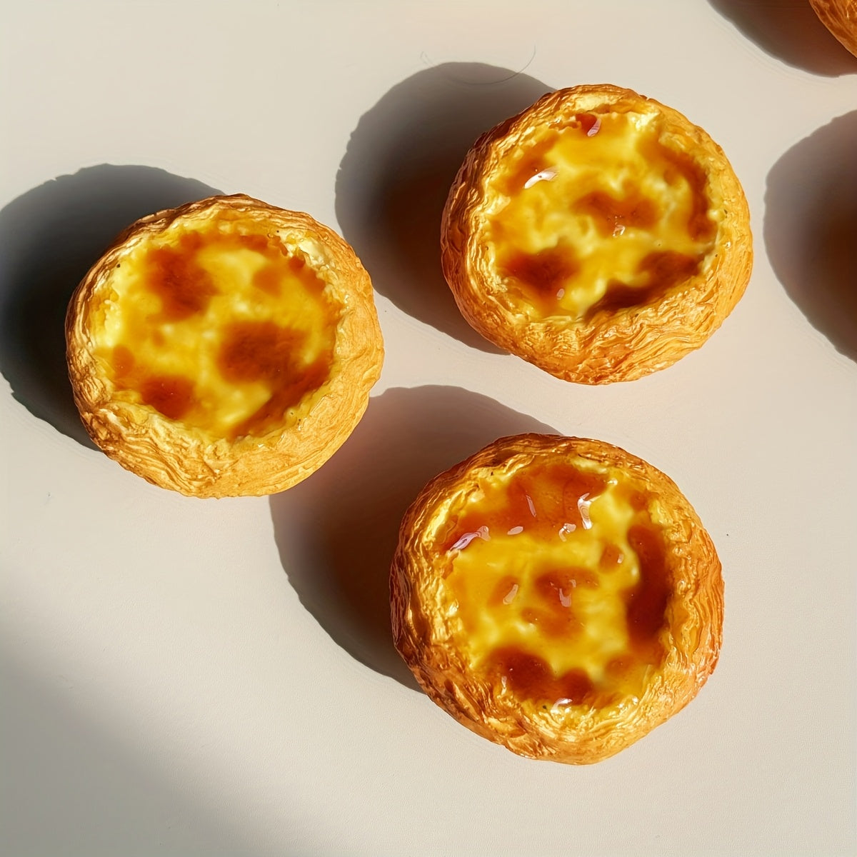 Realistic Egg Tart PVC Food Model Display Party Decor Photography Props Yellow