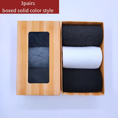 3 Pairs Men's Cotton Solid Business Outdoor Warm Socks