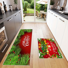 Red Christmas Pattern Floor Mat Soft Anti Fatigue Kitchen Mat