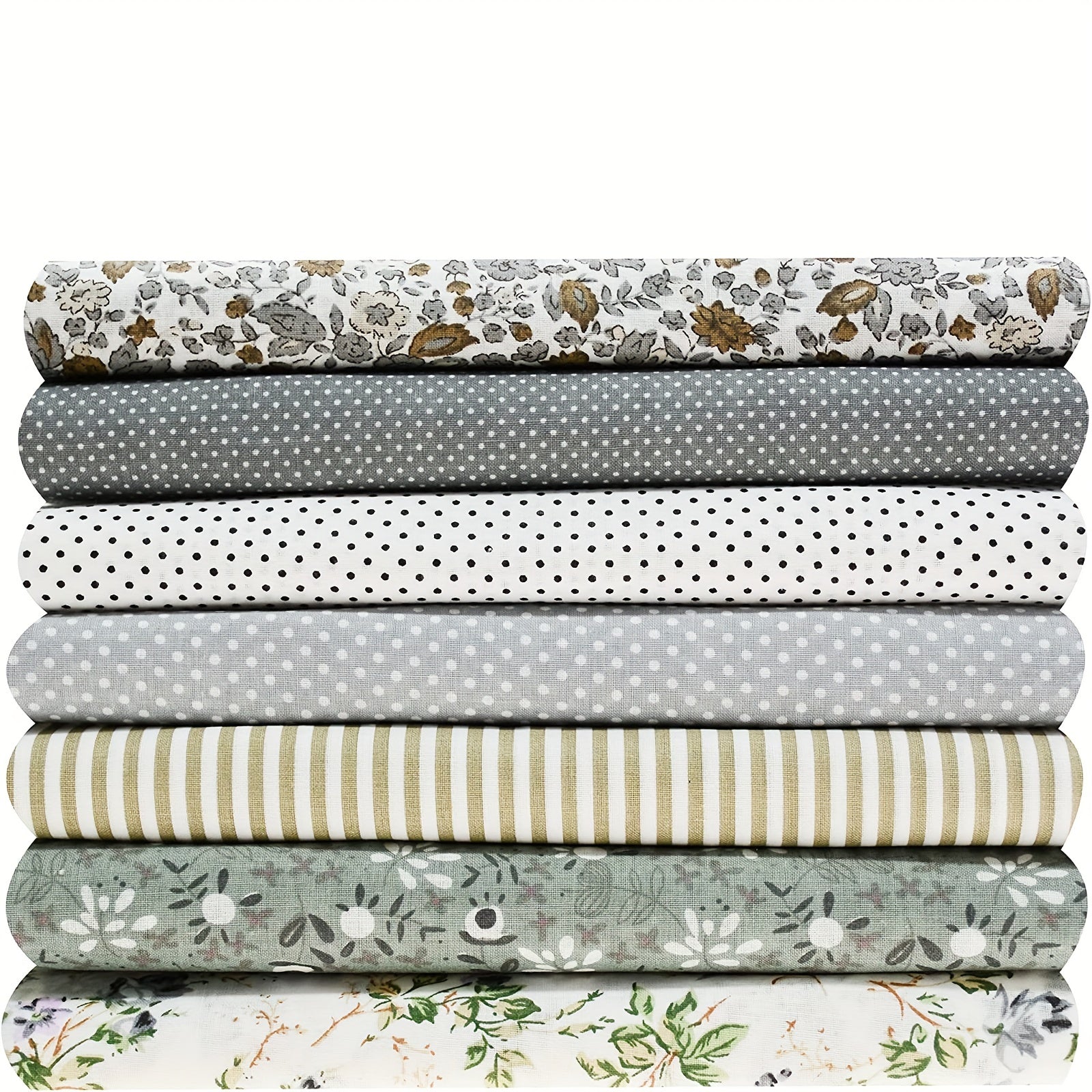 7pcs 24 24 Gray Square Fabric Bundle Sewing Patchwork Floral Dot Stripe Pattern