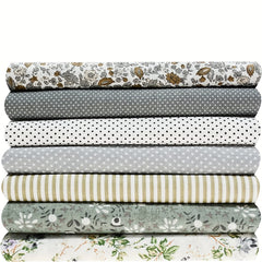 7pcs 24 24 Gray Square Fabric Bundle Sewing Patchwork Floral Dot Stripe Pattern