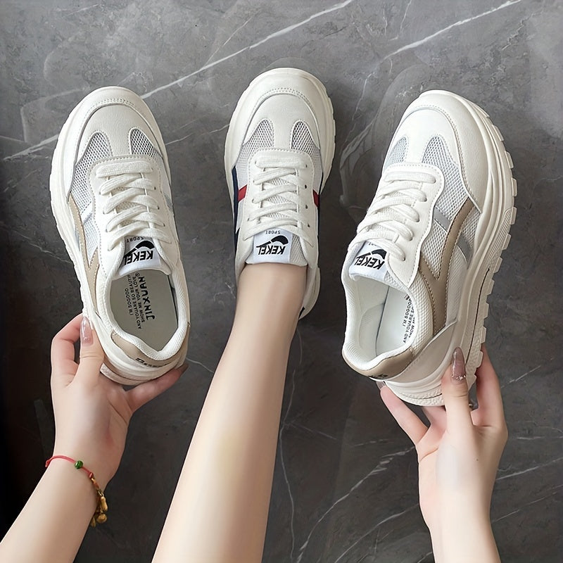 Women's Mesh Chunky Sneakers Breathable Lace Up Low Sports Shoes