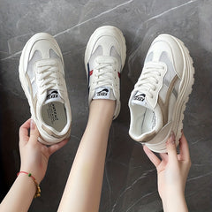 Women's Mesh Chunky Sneakers Breathable Lace Up Low Sports Shoes
